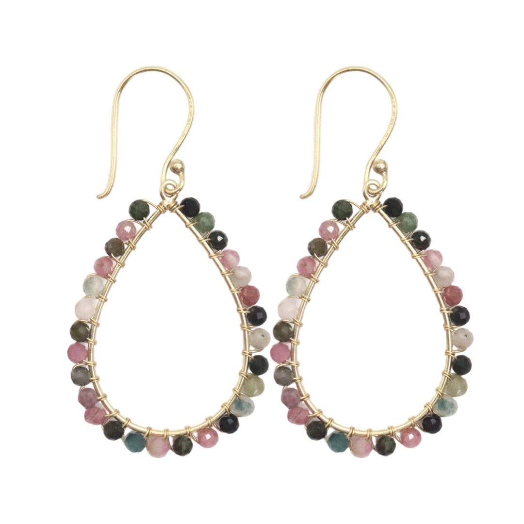BEADED HOOPS - Tourmaline