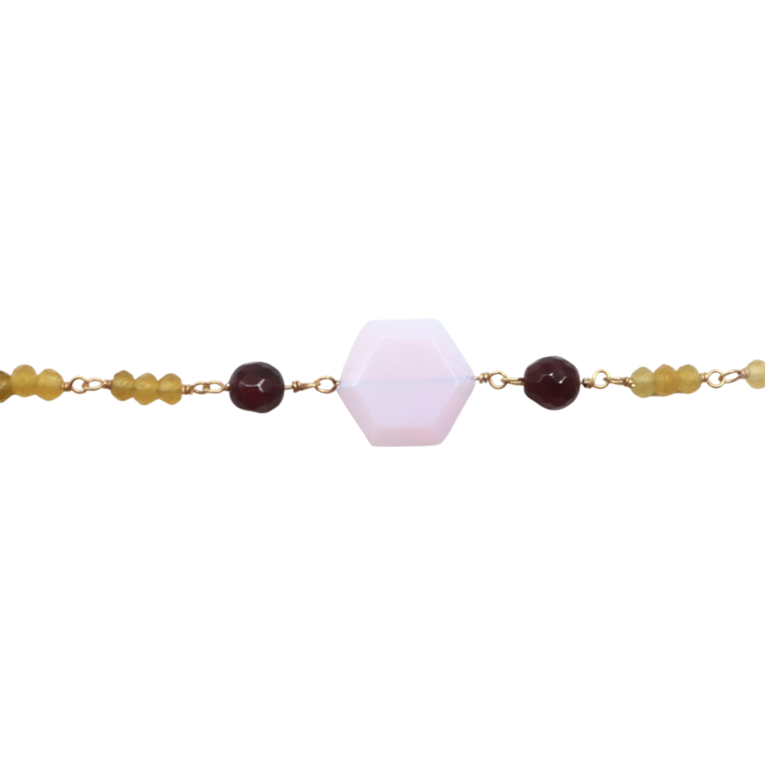 CITRINE GEMSTONE NECKLACE – Pink Opal with Garnets