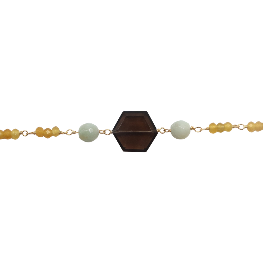 CITRINE GEMSTONE NECKLACE – Smoky Quartz with Amanzonite