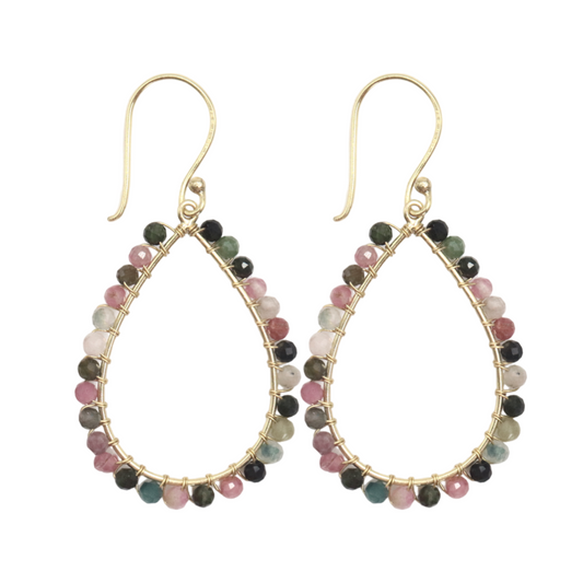 BEADED HOOPS - Tourmaline