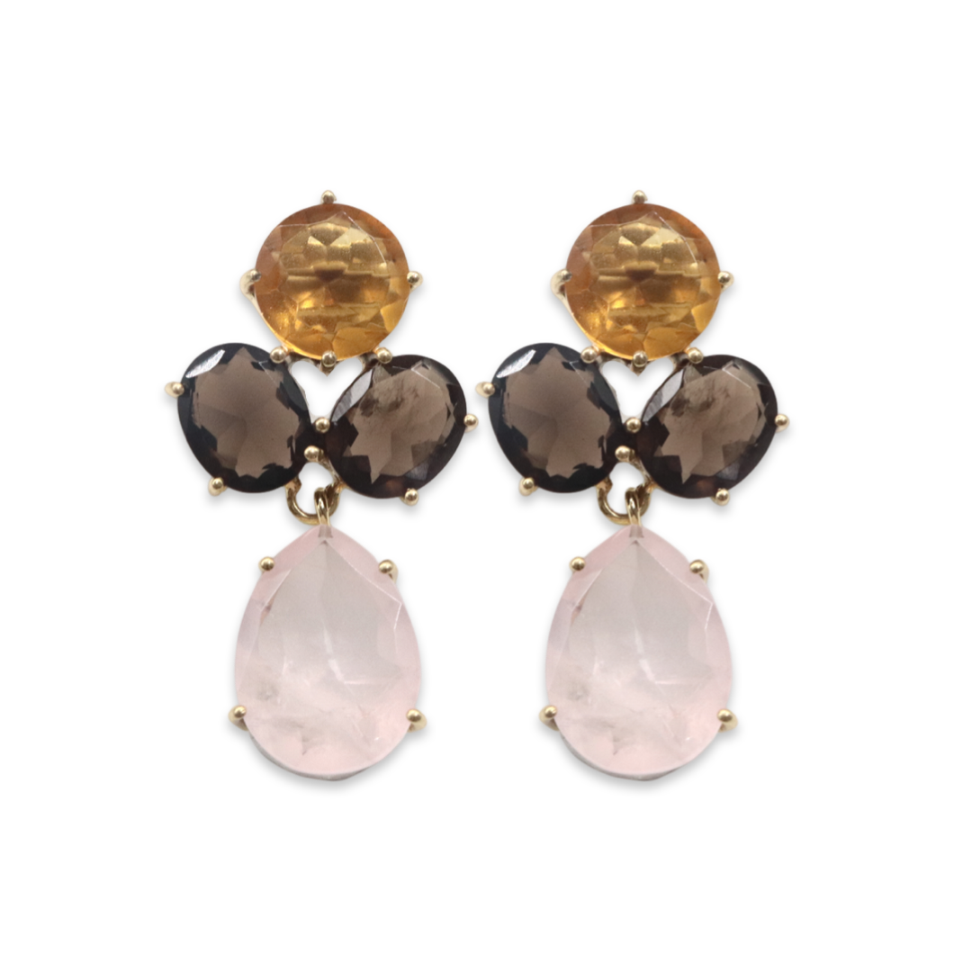 CLUSTER - Citrine, Smoky Quartz and Rose Quartz