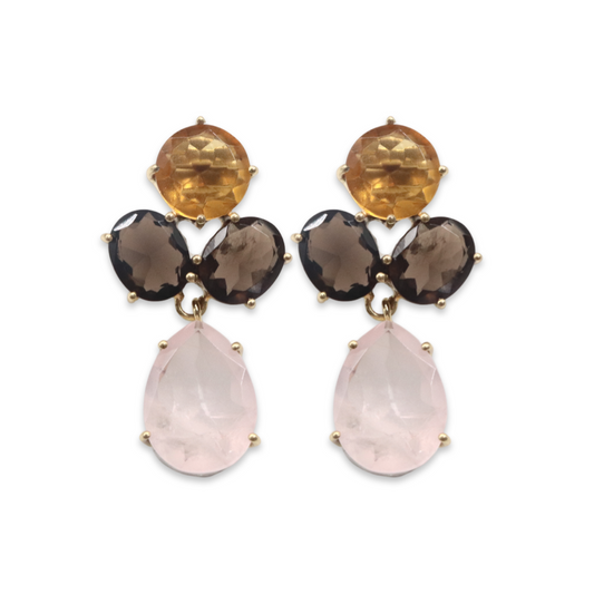 CLUSTER - Citrine, Smoky Quartz and Rose Quartz