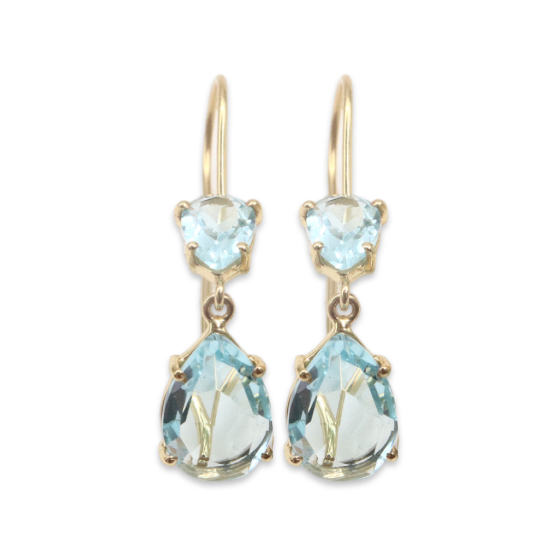 Double Delight Drop Earing - Blue Topaz with Blue Topaz
