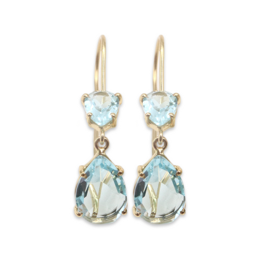 Double Delight Drop Earing - Blue Topaz with Blue Topaz