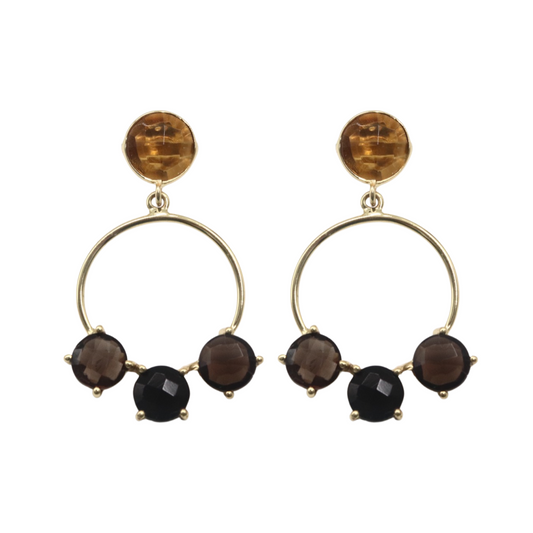 SPANISH FAN - Citrine and Smoky Quartz