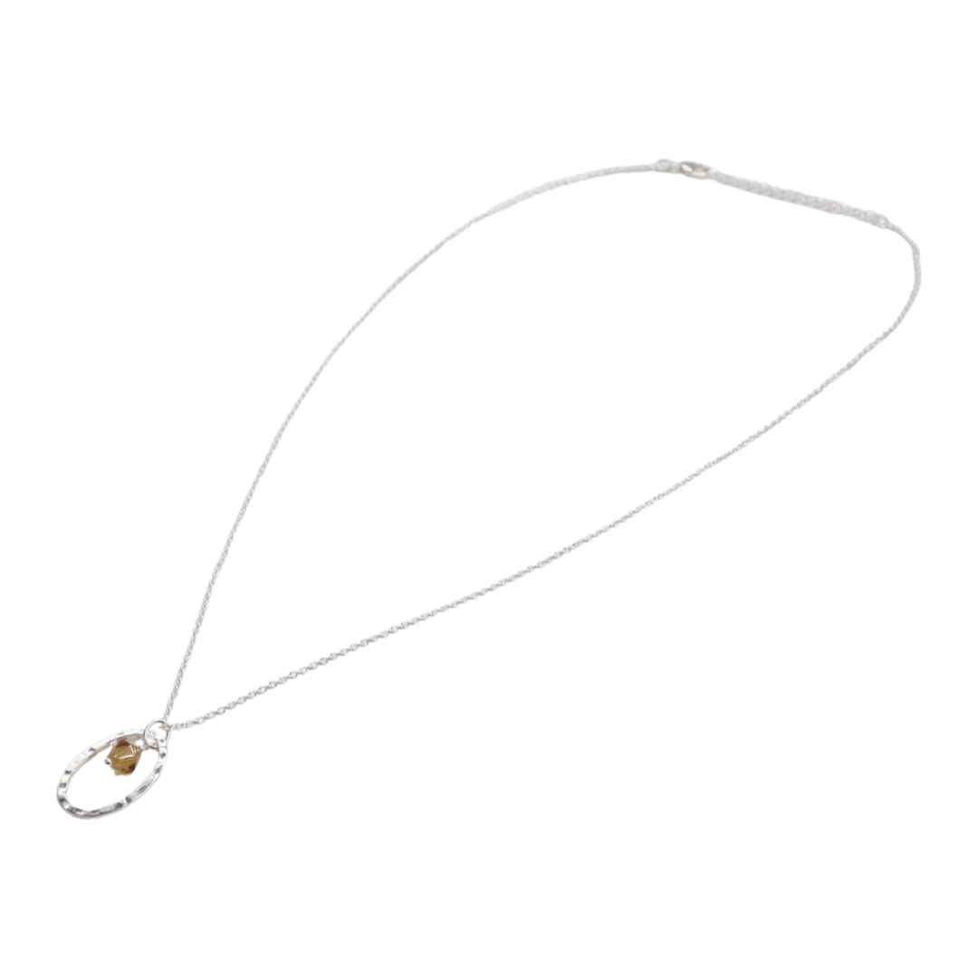 NECKLACE SILVER HALO GEMSTONE NECKLACE - Citrine