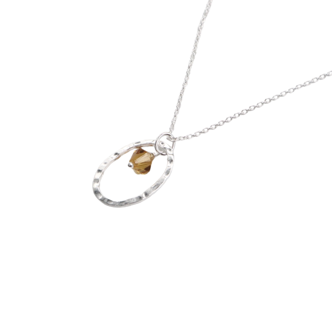 NECKLACE SILVER HALO GEMSTONE NECKLACE - Citrine