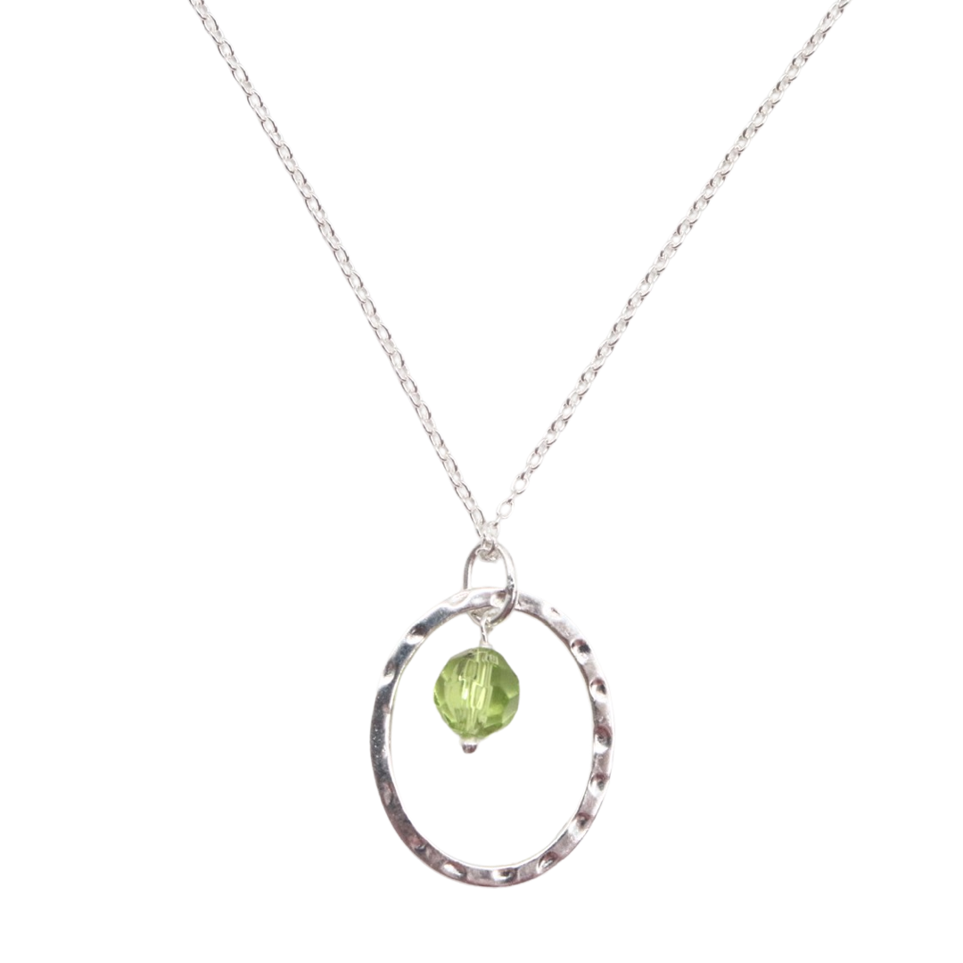 NECKLACE SILVER HALO GEMSTONE NECKLACE - Peridot