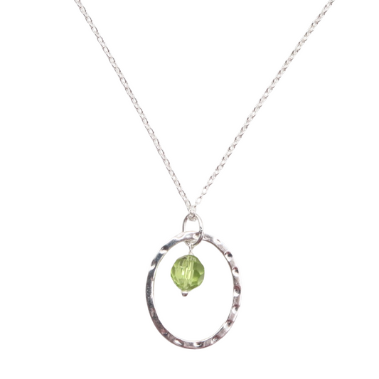 NECKLACE SILVER HALO GEMSTONE NECKLACE - Peridot