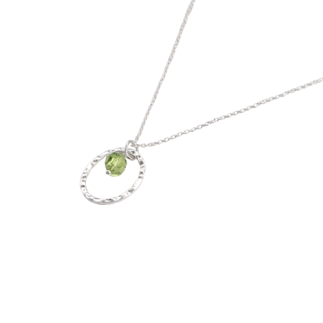 NECKLACE SILVER HALO GEMSTONE NECKLACE - Peridot