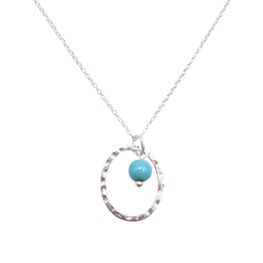 NECKLACE SILVER HALO GEMSTONE NECKLACE - Turquoise