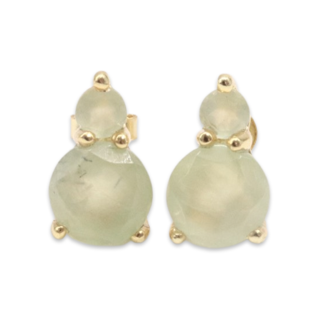 DOUBLE STUDS - Lemon Quartz and Chalcedony